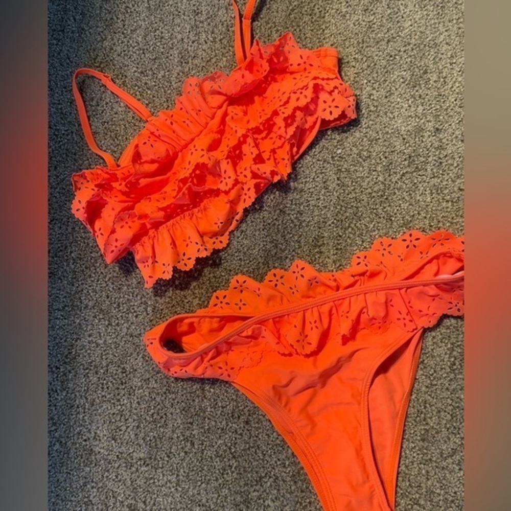 Orange ruffle bikini — never worn
